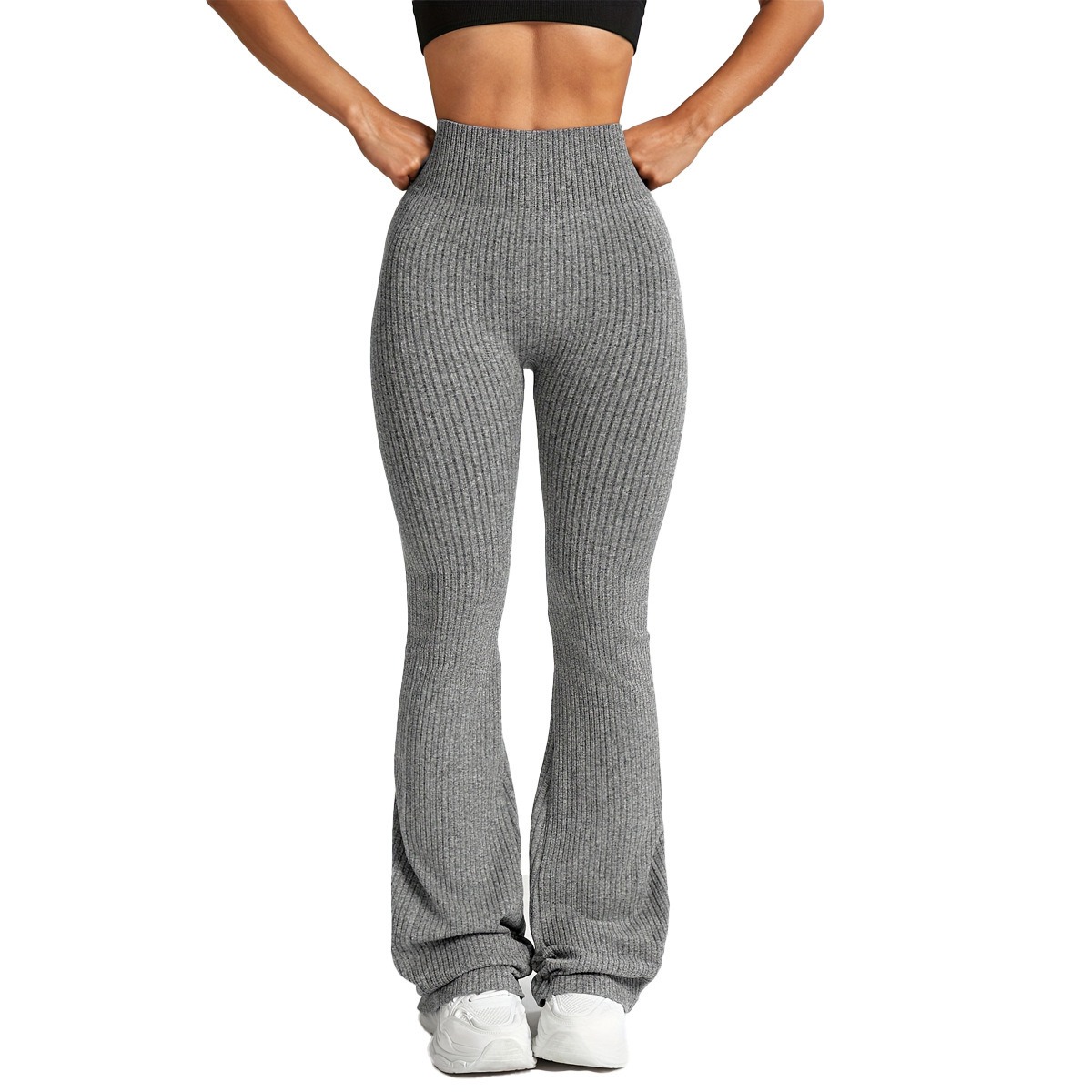 Gerippte Flare-Leggings Damen – High Waist Schlag – Bild 2
