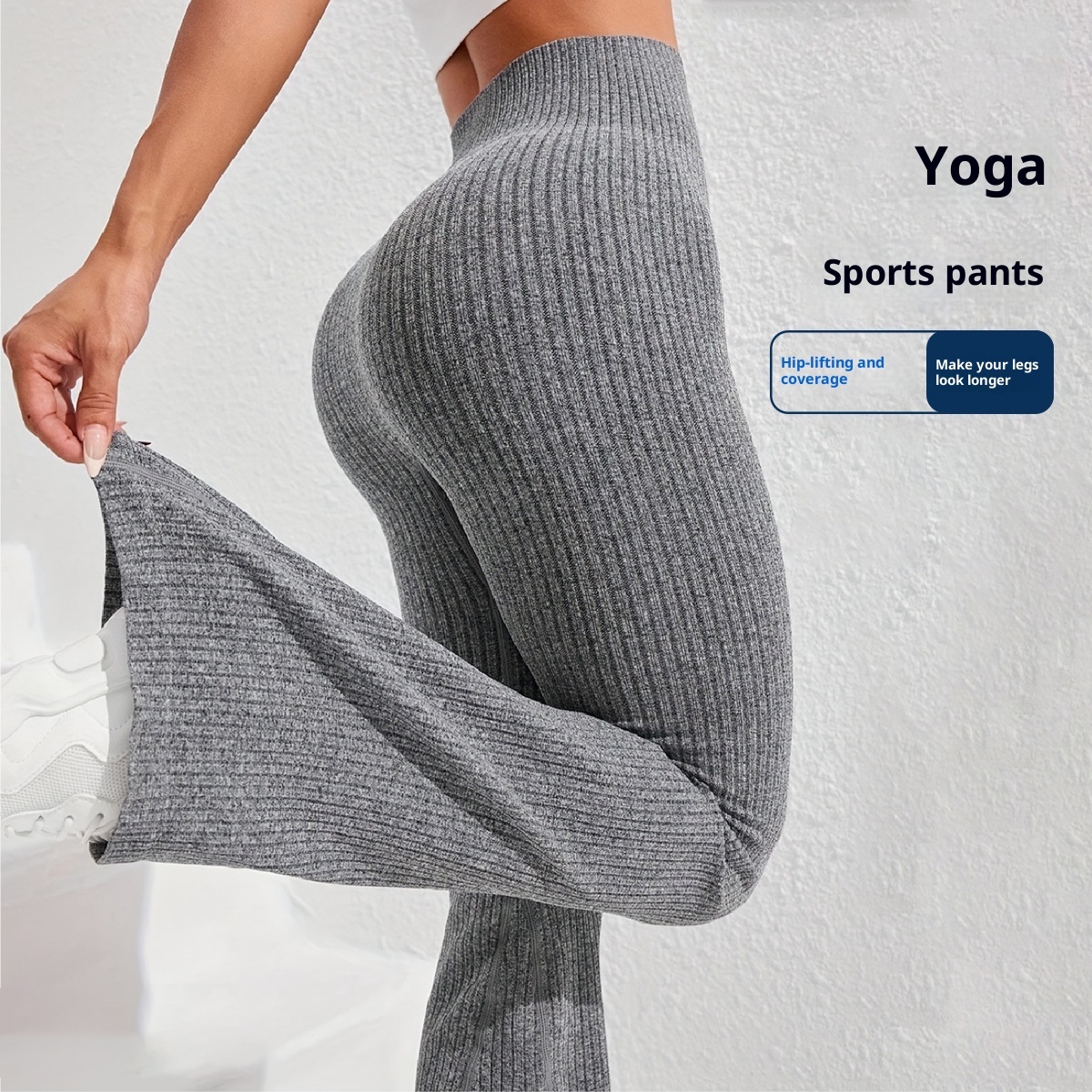 Gerippte Flare-Leggings Damen – High Waist Schlag – Bild 5