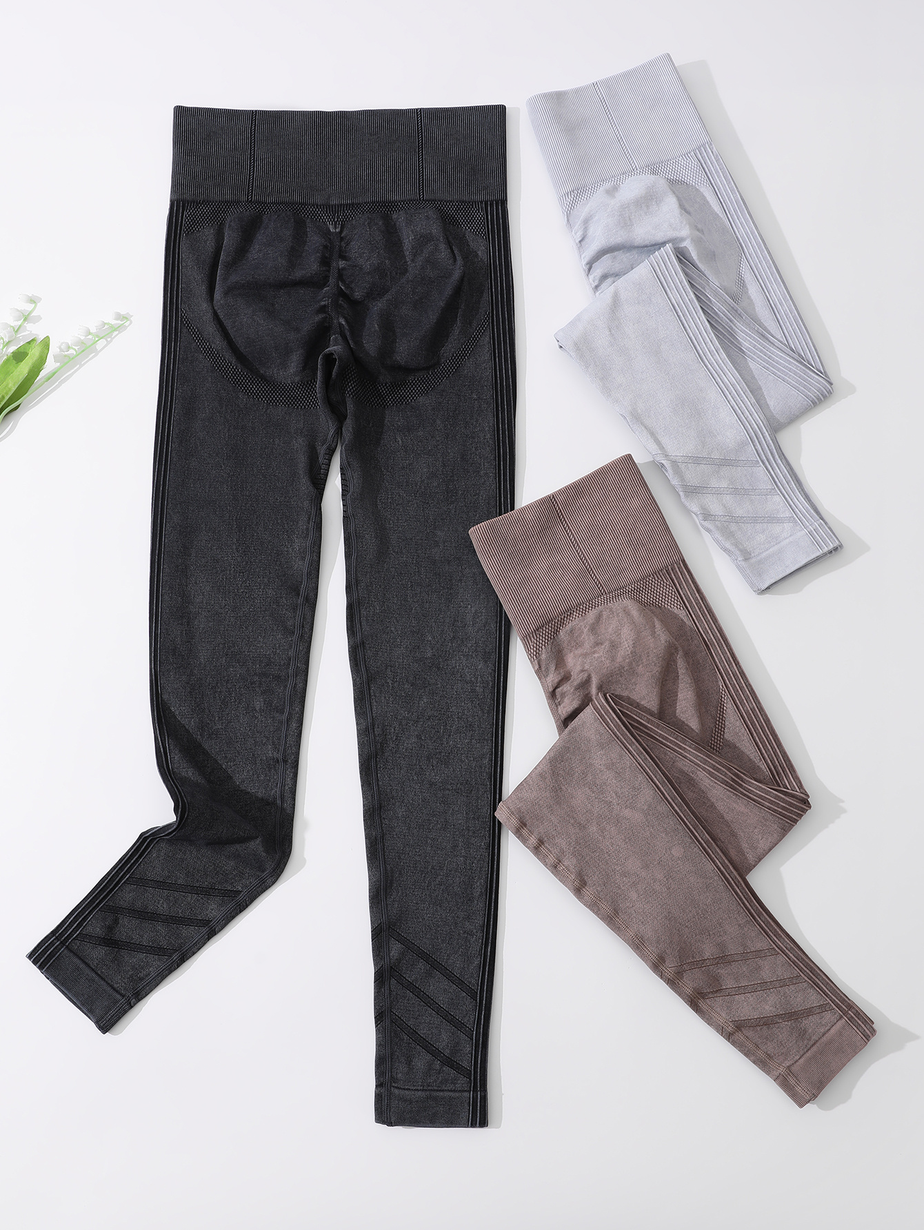 Yoga Leggings Damen 3er Pack – Seamless High Waist mit Rippstruktur – Bild 7