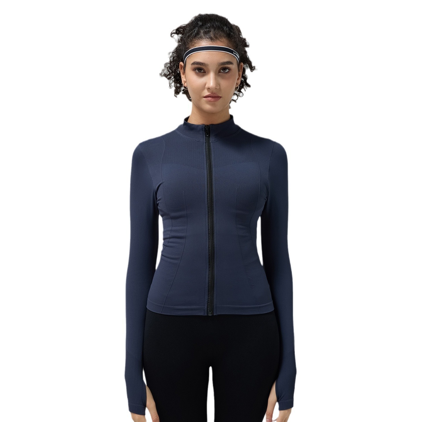Yoga-Jacke Damen mit Daumenloch – Langarmjacke mit Reißverschluss – Bild 3