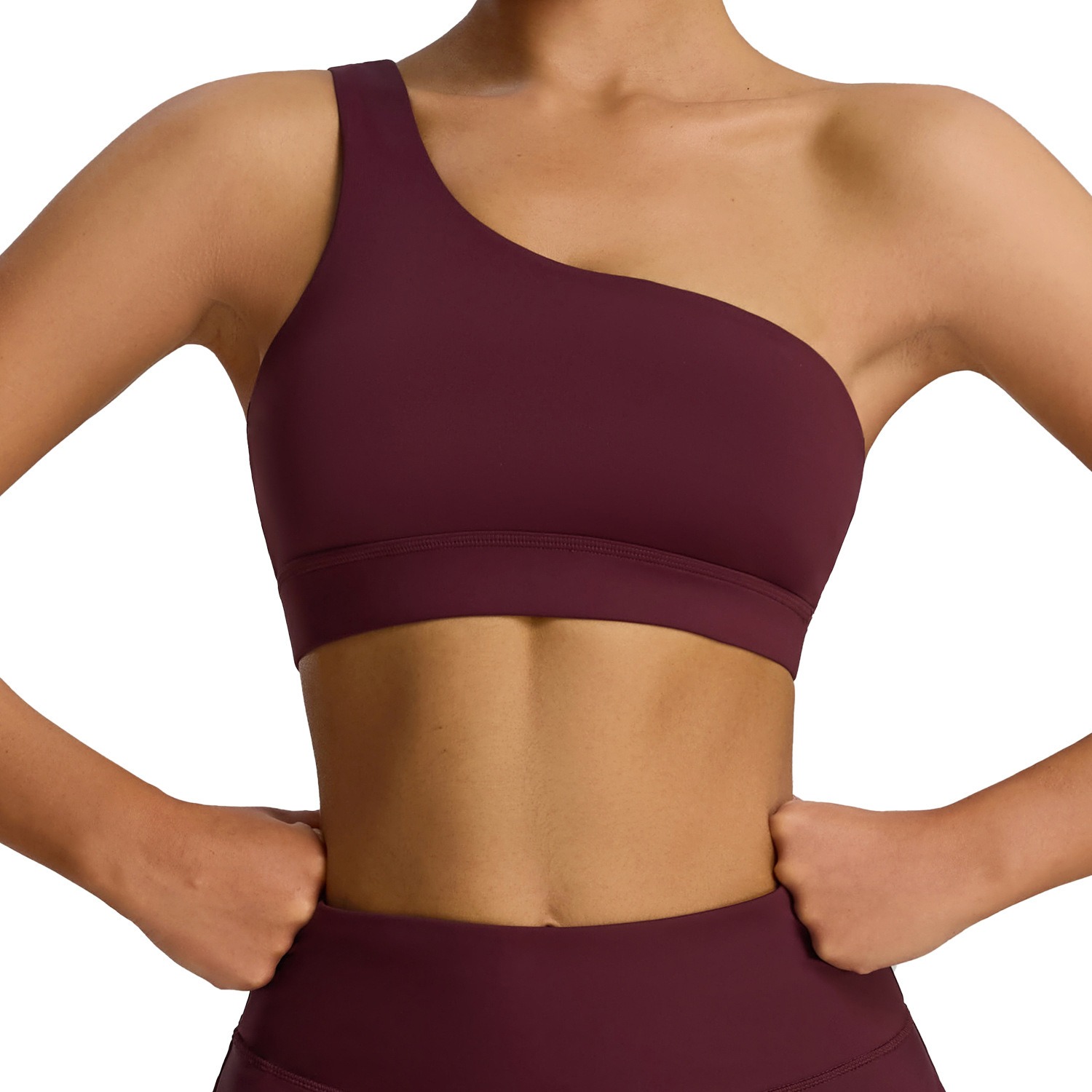 Sport-BH Damen One-Shoulder – Yoga-BH mit schrägem Träger, elastisch & atmungsaktiv – Bild 6
