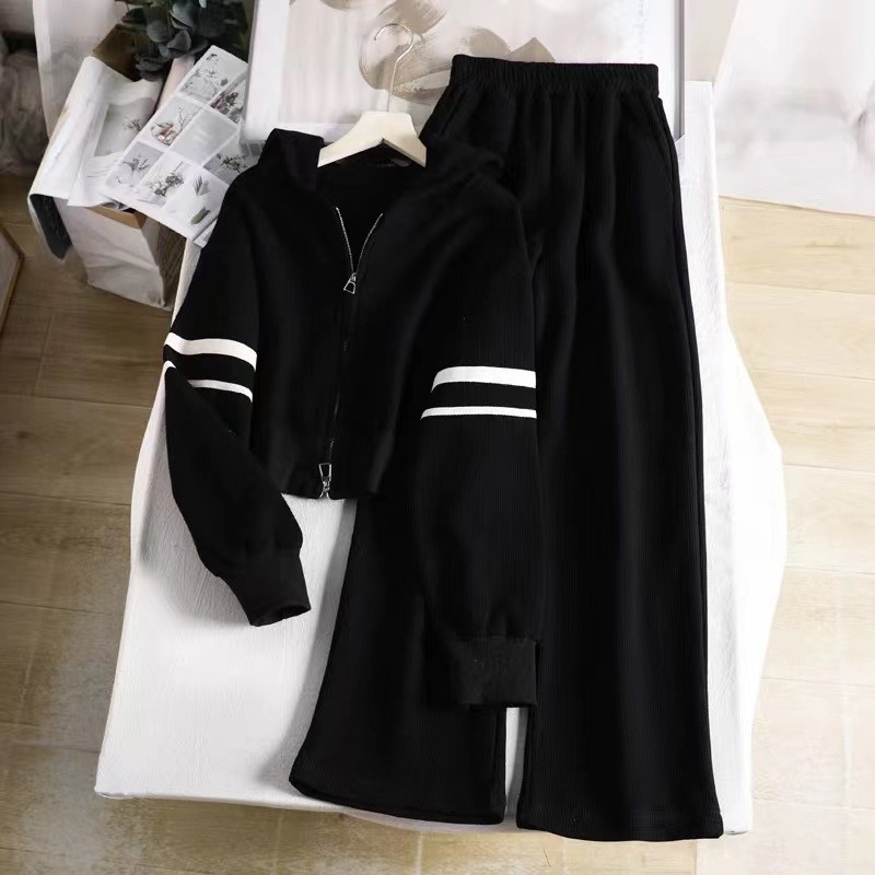 Yoga-Set Damen Waffelstrick – Cardigan-Set mit Kapuze – Bild 2