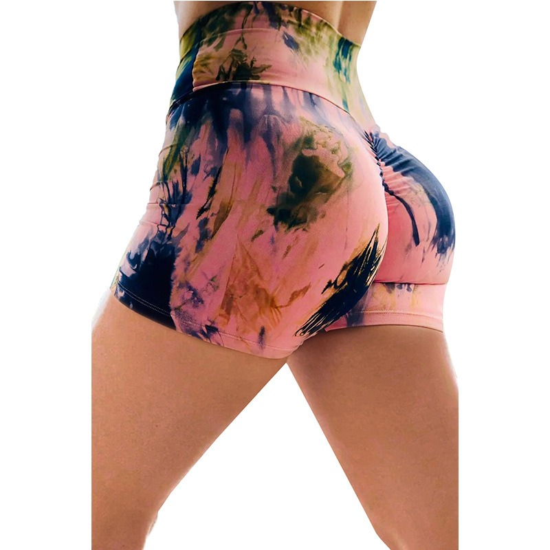 Yoga-Shorts Damen Tie-Dye – High-Waist Batik-Shorts, atmungsaktiv – Bild 8