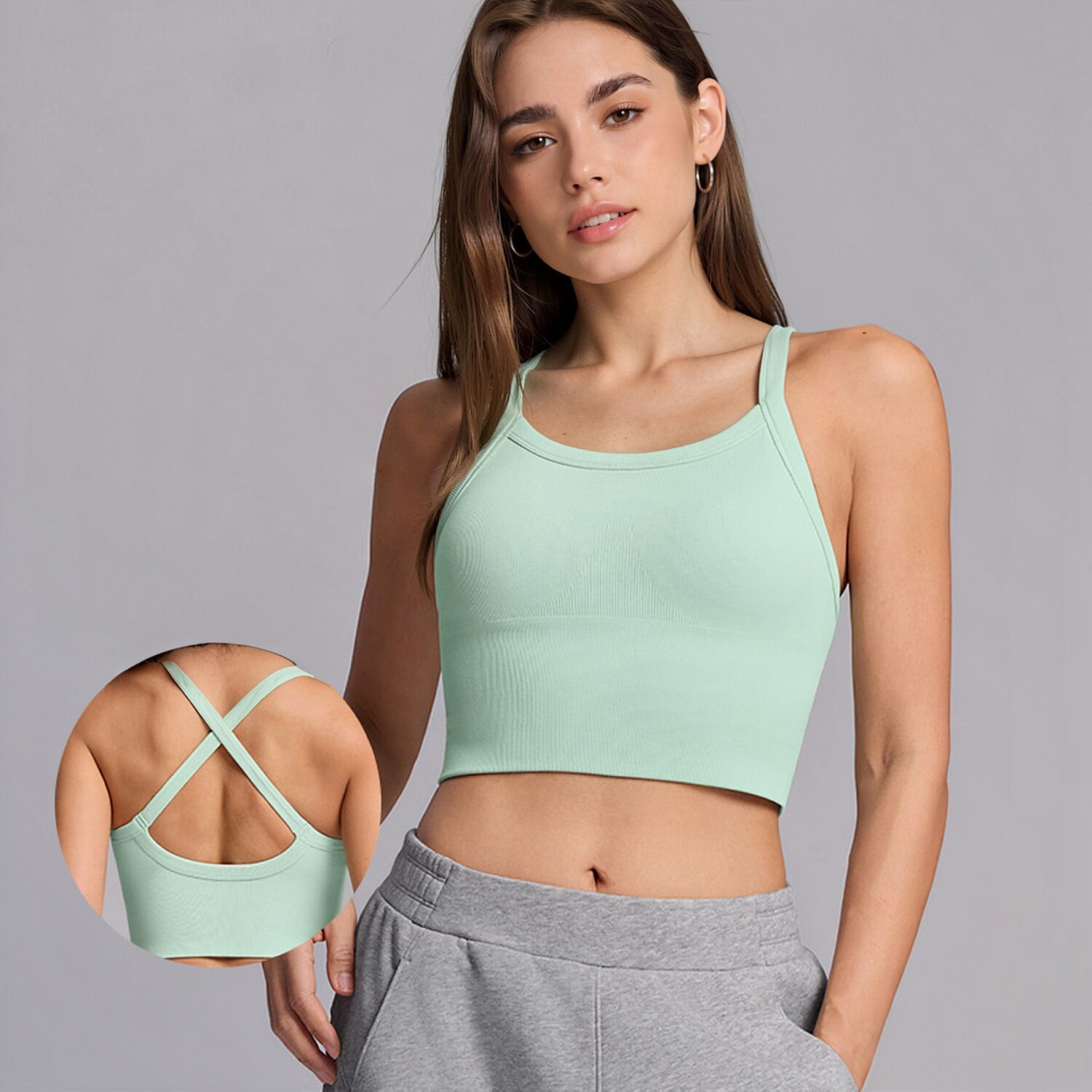 Tank Top Damen mit integriertem BH – Nahtloses Sport Tank Top – Bild 8