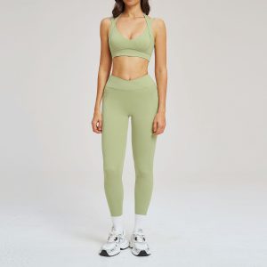 Yoga-Set Damen elegant – Set mit BH und schmaler Hose