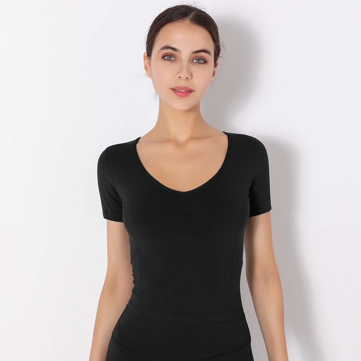 Yoga T-Shirt Damen Kurzarm – Nahtloses Sport-Top, elastisch – Bild 2