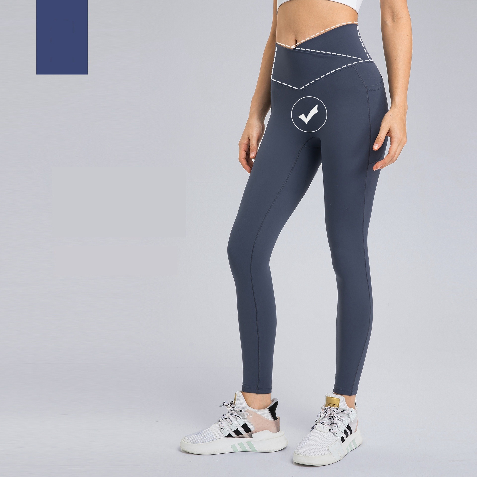 Yoga-Leggings Damen mit Crossover-Bund – High-Waist Leggings mit gekreuztem Taillenbund